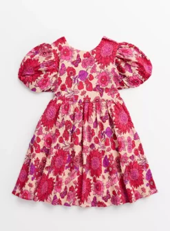 Pink Floral Bloom Woven Short Sleeve Dress 13 Years -Hush Puppies Clothing Sale tuc143860016 Pink R Z001A 1