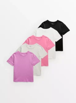 Plain & Bright Short Sleeve T-Shirts 5 Pack 11 Years -Hush Puppies Clothing Sale tuc143862644 Multi20Coloured R Z001A