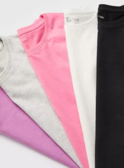 Plain & Bright Short Sleeve T-Shirts 5 Pack 13 Years