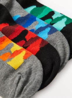 Camo & Stripe Ankle Socks 7 Pack 12.5-3.5