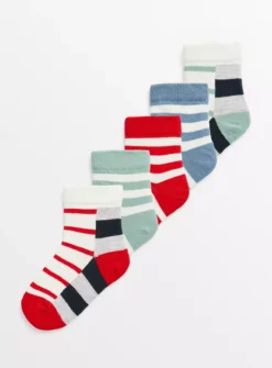 Rugby Stripe Ankle Socks 5 Pack 12.5-3.5 -Hush Puppies Clothing Sale tuc143868085 Multi20Coloured R Z001A