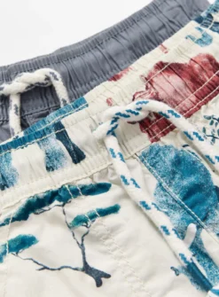 White Safari Print & Grey Poplin Shorts 2 Pack 1-2 Years