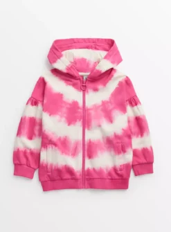Pink Tie Dye Zip-Through Hoodie 11 Years