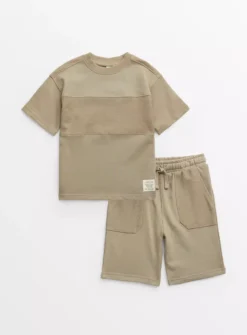 Khaki T-Shirt & Shorts Set5 Years -Hush Puppies Clothing Sale tuc143911291 Khaki R Z001A 3