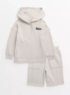 Cream Ribbed Hoodie & Shorts Set 14 Years -Hush Puppies Clothing Sale tuc143911469 Cream R Z001A 2