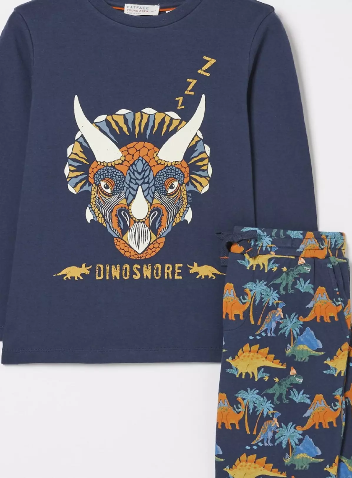 FATFACE Dinosaur Jersey Pyjama Set 3-4 Years 4 FATFACE Dinosaur Jersey Pyjama Set 3-4 Years - Image 2
