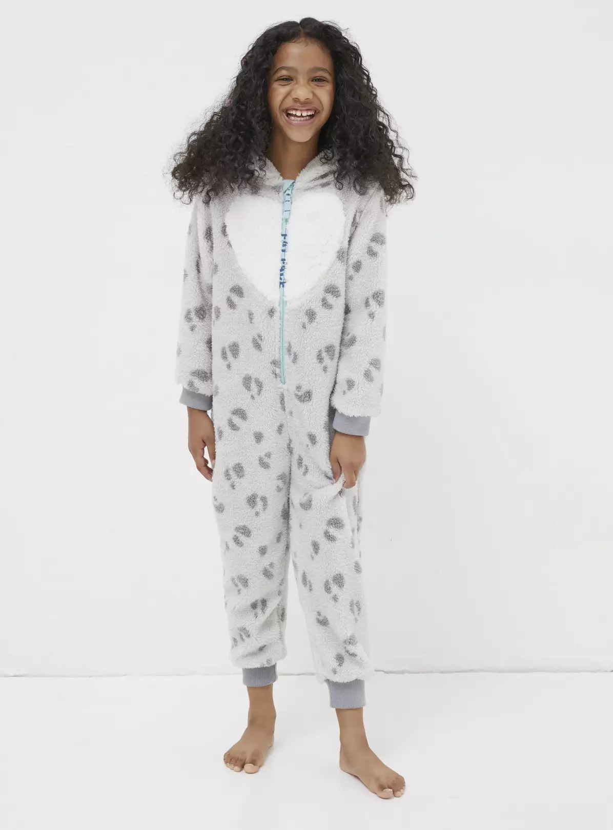 FATFACE Sadie Snow Leopard Onesie 4-5 Years 5 FATFACE Sadie Snow Leopard Onesie 4-5 Years - Image 3