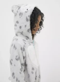 FATFACE Sadie Snow Leopard Onesie 3-4 Years