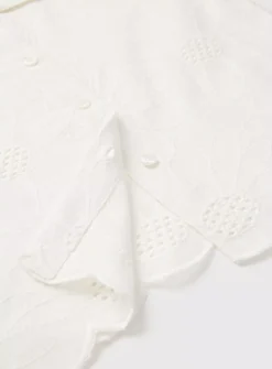 White Scallop Edge Woven Shirt 13 Years