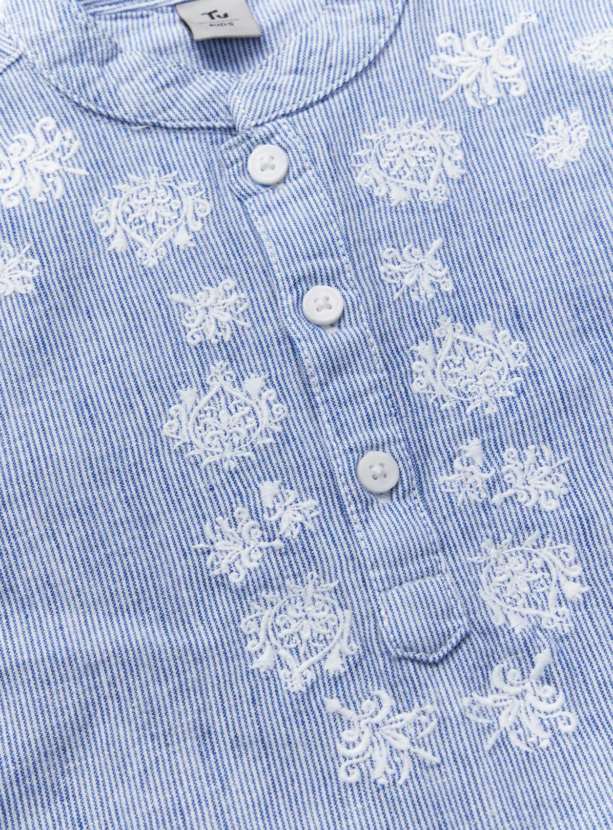 Blue Embroidered Linen Blend Short Kurta 10 Years 3 Blue Embroidered Linen Blend Short Kurta 10 Years