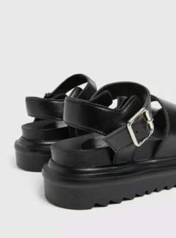 Black Chunky Platform Sandals 1