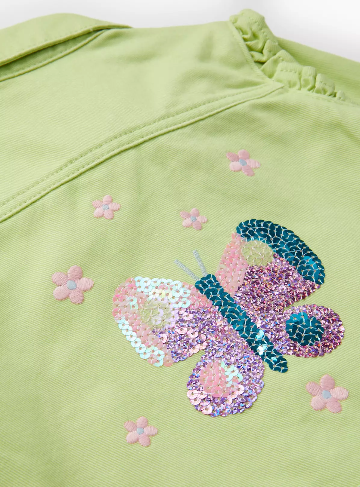 Lime Green Sequin Butterfly Jacket 1-2 Years 4 Lime Green Sequin Butterfly Jacket 1-2 Years - Image 2