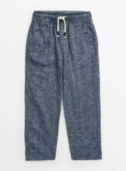 Blue Marl Linen Blend Trousers1-2 Years