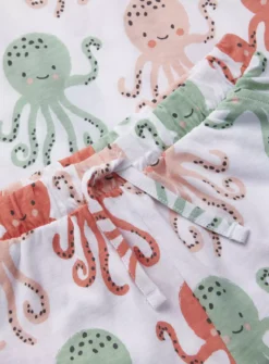 White Short Sleeve Octopus Print Pyjamas 1.5-2 Years