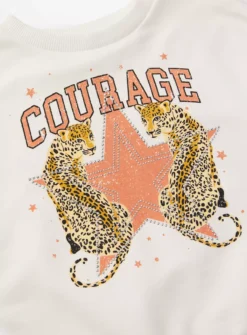 Cream Leopard Graphic Sweatshirt 14 Years