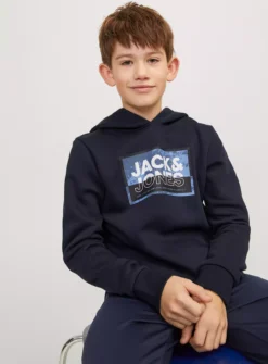 JACK & JONES JUNIOR Navy Jcologan Printed Hoodie Junior 10 Years -Hush Puppies Clothing Sale tuc144200757 Navy R Z004A