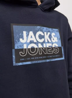 JACK & JONES JUNIOR Navy Jcologan Printed Hoodie Junior 12 Years -Hush Puppies Clothing Sale tuc144200757 Navy R Z005A 1