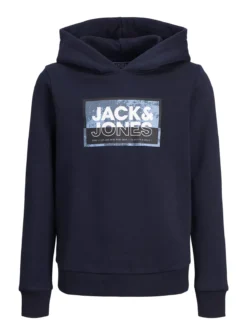 JACK & JONES JUNIOR Navy Jcologan Printed Hoodie Junior 12 Years -Hush Puppies Clothing Sale tuc144200757 Navy R Z006A 1