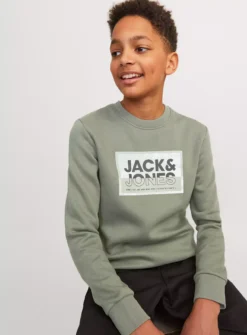 JACK & JONES JUNIOR Green Printed Crew Neck Sweatshirt Junior 8 Years -Hush Puppies Clothing Sale tuc144203691 Green R Z003A