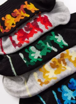 Black & Grey Camo Trainer Socks 5 Pack 6-8.5