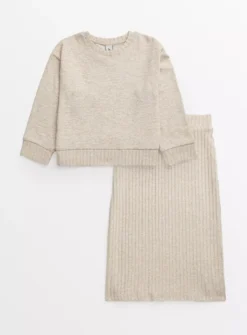 Oatmeal Soft Knitted Top & Skirt Set 12 Years 5 Oatmeal Soft Knitted Top & Skirt Set 12 Years -Hush Puppies Clothing Sale tuc144282511 Oatmeal R Z001A 3
