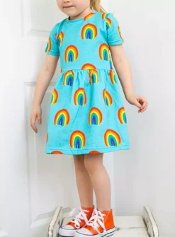 FRED & NOAH Aqua Rainbow Dress 3-4 Years -Hush Puppies Clothing Sale tuc144293922 Multi20Coloured R Z004A