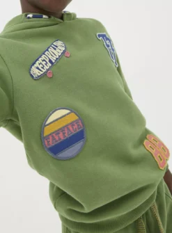FATFACE Badge Sweat Popover Hoodie 3-4 Years -Hush Puppies Clothing Sale tuc144333322 Green R Z003A