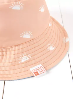 GRASS & AIR Sun Print Bucket Hat Peach 5-6 Years