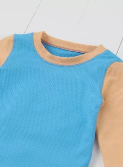 GRASS & AIR Colourblock Long Sleeve Rash Vest Cornflower Blue 2-3 Years