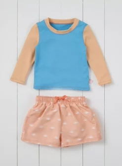 GRASS & AIR Colourblock Long Sleeve Rash Vest Cornflower Blue 2-3 Years -Hush Puppies Clothing Sale tuc144425163 Blue R Z004A