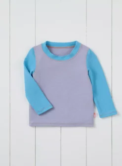 GRASS & AIR Colourblock Long Sleeve Rash Vest Lavender 3-4 Years -Hush Puppies Clothing Sale tuc144425201 Purple R Z001A