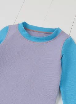 GRASS & AIR Colourblock Long Sleeve Rash Vest Lavender 3-4 Years -Hush Puppies Clothing Sale tuc144425201 Purple R Z002A