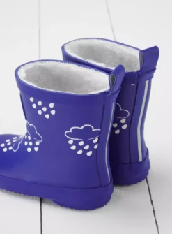 GRASS & AIR Inky Blue Colour Changing Kids Winter Wellies 5 Infant