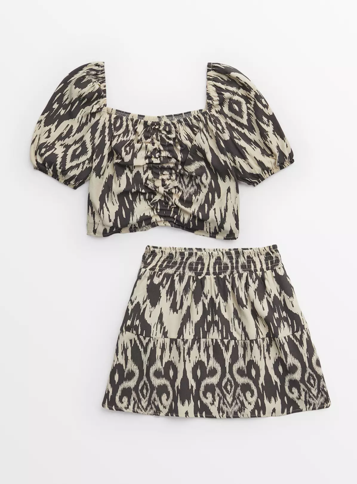 Monochrome Ikat Crop Top & Skirt Set 5 Years 3 Monochrome Ikat Crop Top & Skirt Set 5 Years