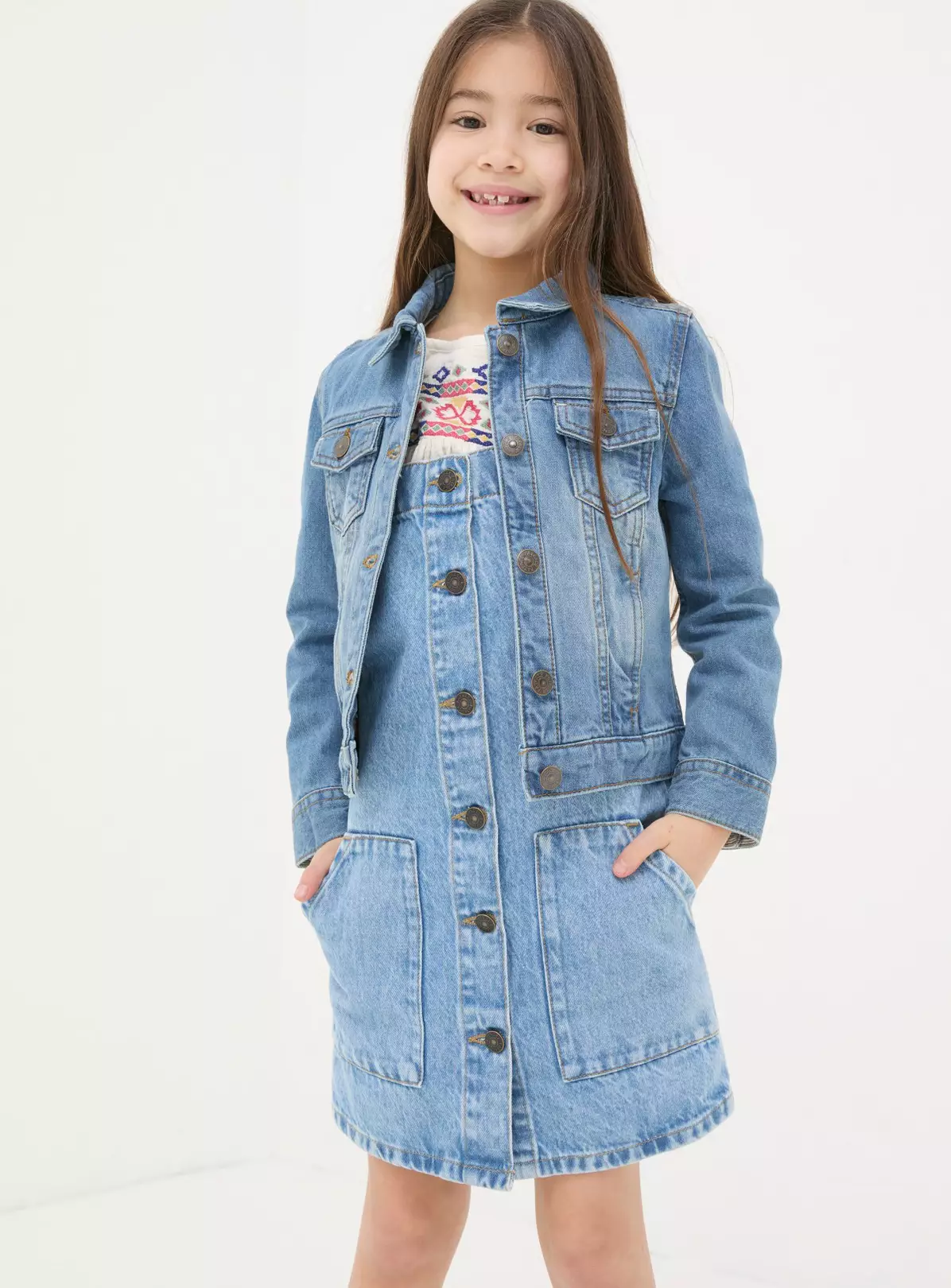 FATFACE Plain Denim Jacket 6-7 Years 4 FATFACE Plain Denim Jacket 6-7 Years - Image 2
