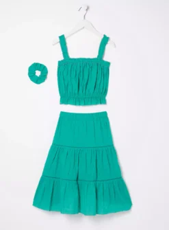 FATFACE Broderie Skirt And Top Set 6-7 Years -Hush Puppies Clothing Sale tuc144489167 Green R Z004A