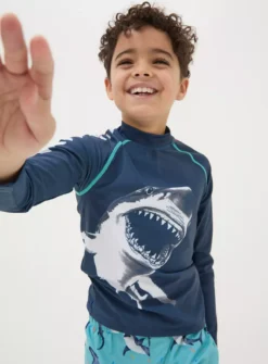 FATFACE Shark Long Sleeve Rash Vest 10-11 Years -Hush Puppies Clothing Sale tuc144493123 Navy R Z001A